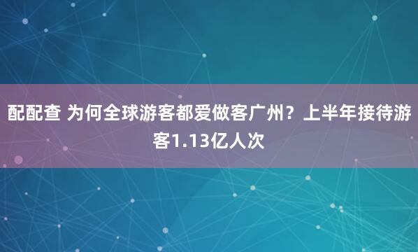 配配查 为何全球游客都爱做客广州？上半年接待游客1.13亿人次